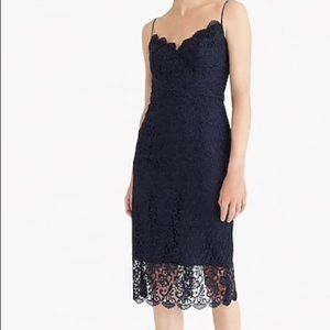 Spaghetti-strap Navy Lace Dress